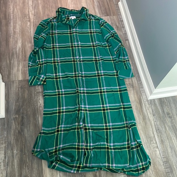 PajamaGram Green Plaid Full Length Nightgown - Picture 1 of 8